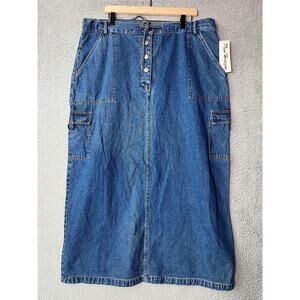 NWT Vintage Deadstock Midi Jean Skirt 22 Cargo Denim Button 90s Western XXL 2XL